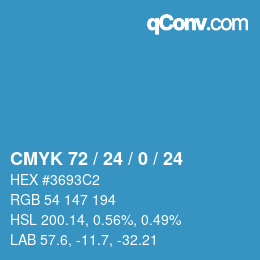 カラーコード: CMYK 72 / 24 / 0 / 24 | qconv.com