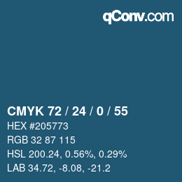 カラーコード: CMYK 72 / 24 / 0 / 55 | qconv.com