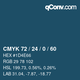 カラーコード: CMYK 72 / 24 / 0 / 60 | qconv.com