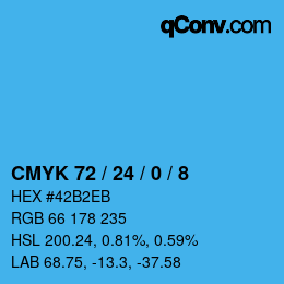 カラーコード: CMYK 72 / 24 / 0 / 8 | qconv.com