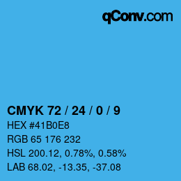 颜色代码: CMYK 72 / 24 / 0 / 9 | qconv.com