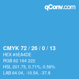 颜色代码: CMYK 72 / 26 / 0 / 13 | qconv.com