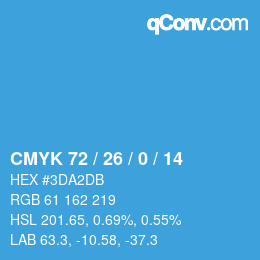 カラーコード: CMYK 72 / 26 / 0 / 14 | qconv.com