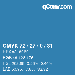 Farbcode: CMYK 72 / 27 / 0 / 31 | qconv.com