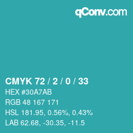 颜色代码: CMYK 72 / 2 / 0 / 33 | qconv.com