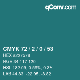 カラーコード: CMYK 72 / 2 / 0 / 53 | qconv.com