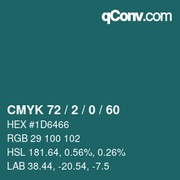 カラーコード: CMYK 72 / 2 / 0 / 60 | qconv.com
