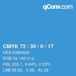 Farbcode: CMYK 72 / 30 / 0 / 17 | qconv.com