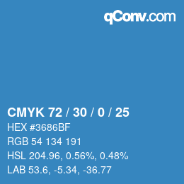颜色代码: CMYK 72 / 30 / 0 / 25 | qconv.com