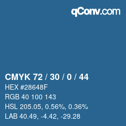 Color code: CMYK 72 / 30 / 0 / 44 | qconv.com