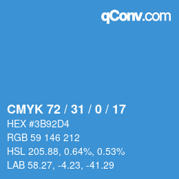 Farbcode: CMYK 72 / 31 / 0 / 17 | qconv.com