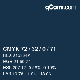 Código de color: CMYK 72 / 32 / 0 / 71 | qconv.com