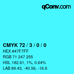 Color code: CMYK 72 / 3 / 0 / 0 | qconv.com