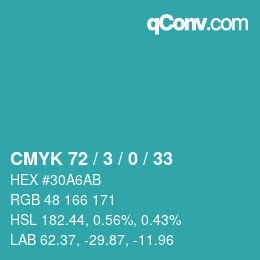 颜色代码: CMYK 72 / 3 / 0 / 33 | qconv.com
