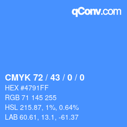 カラーコード: CMYK 72 / 43 / 0 / 0 | qconv.com