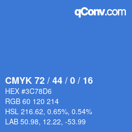 Color code: CMYK 72 / 44 / 0 / 16 | qconv.com