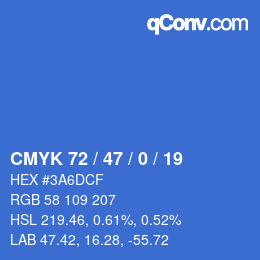 カラーコード: CMYK 72 / 47 / 0 / 19 | qconv.com