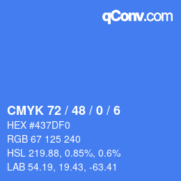 颜色代码: CMYK 72 / 48 / 0 / 6 | qconv.com