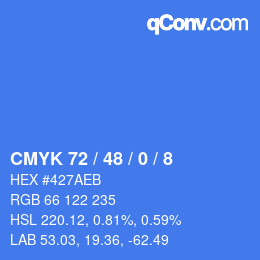 カラーコード: CMYK 72 / 48 / 0 / 8 | qconv.com