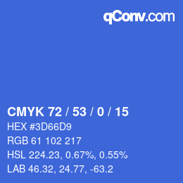 Color code: CMYK 72 / 53 / 0 / 15 | qconv.com