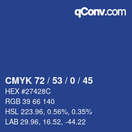 カラーコード: CMYK 72 / 53 / 0 / 45 | qconv.com