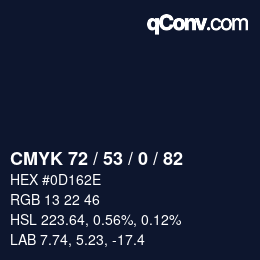カラーコード: CMYK 72 / 53 / 0 / 82 | qconv.com