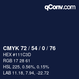 颜色代码: CMYK 72 / 54 / 0 / 76 | qconv.com