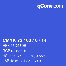 Color code: CMYK 72 / 60 / 0 / 14 | qconv.com
