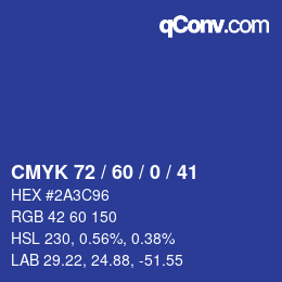 颜色代码: CMYK 72 / 60 / 0 / 41 | qconv.com