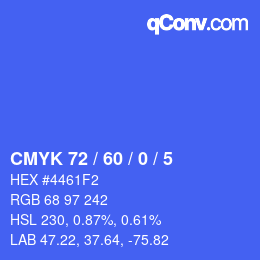 颜色代码: CMYK 72 / 60 / 0 / 5 | qconv.com