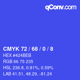 颜色代码: CMYK 72 / 68 / 0 / 8 | qconv.com