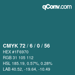 Color code: CMYK 72 / 6 / 0 / 56 | qconv.com