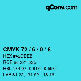 カラーコード: CMYK 72 / 6 / 0 / 8 | qconv.com