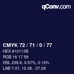 カラーコード: CMYK 72 / 71 / 0 / 77 | qconv.com