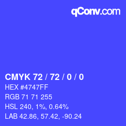 Farbcode: CMYK 72 / 72 / 0 / 0 | qconv.com