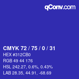 Color code: CMYK 72 / 75 / 0 / 31 | qconv.com