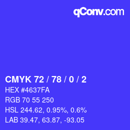 Color code: CMYK 72 / 78 / 0 / 2 | qconv.com