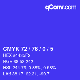 颜色代码: CMYK 72 / 78 / 0 / 5 | qconv.com