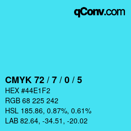カラーコード: CMYK 72 / 7 / 0 / 5 | qconv.com