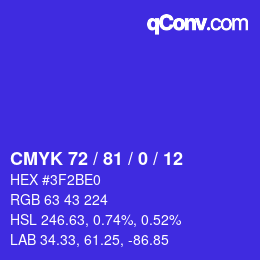颜色代码: CMYK 72 / 81 / 0 / 12 | qconv.com