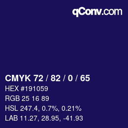 カラーコード: CMYK 72 / 82 / 0 / 65 | qconv.com