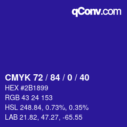 Color code: CMYK 72 / 84 / 0 / 40 | qconv.com