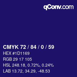 Color code: CMYK 72 / 84 / 0 / 59 | qconv.com