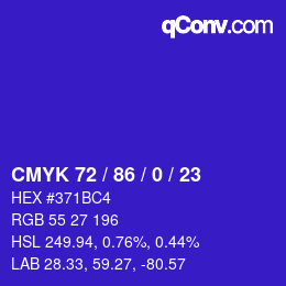 Color code: CMYK 72 / 86 / 0 / 23 | qconv.com