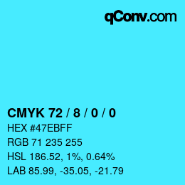 カラーコード: CMYK 72 / 8 / 0 / 0 | qconv.com