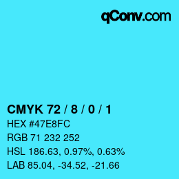 カラーコード: CMYK 72 / 8 / 0 / 1 | qconv.com