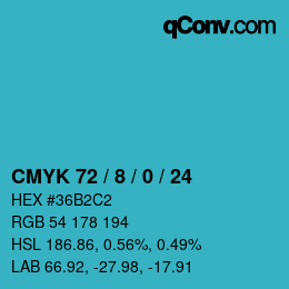颜色代码: CMYK 72 / 8 / 0 / 24 | qconv.com