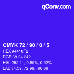 颜色代码: CMYK 72 / 90 / 0 / 5 | qconv.com