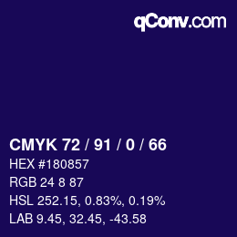 颜色代码: CMYK 72 / 91 / 0 / 66 | qconv.com