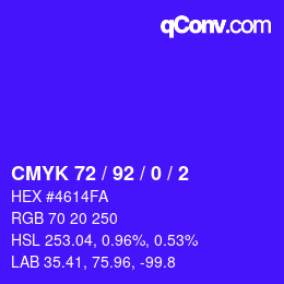 Color code: CMYK 72 / 92 / 0 / 2 | qconv.com